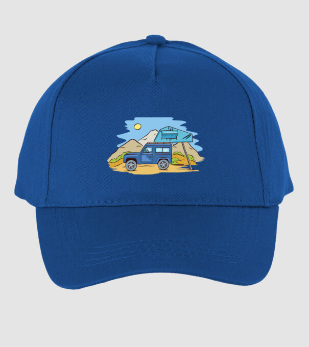 Mașină de camping model albastru regal pe tricou