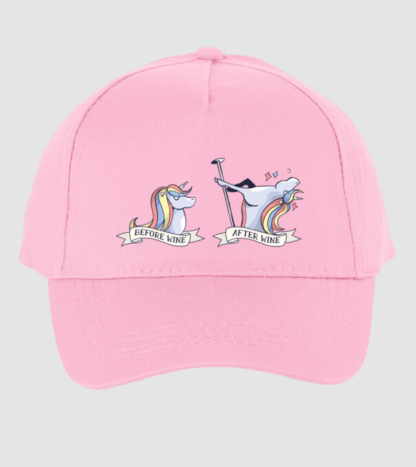 Înainte și după vin Unicorns model roz deschis pe tricou