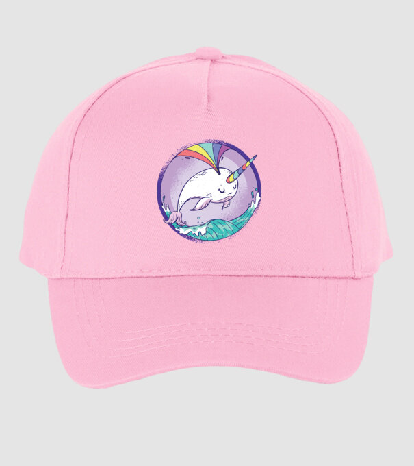 Unicorn drăguț Balenă - Narval model roz deschis pe tricou