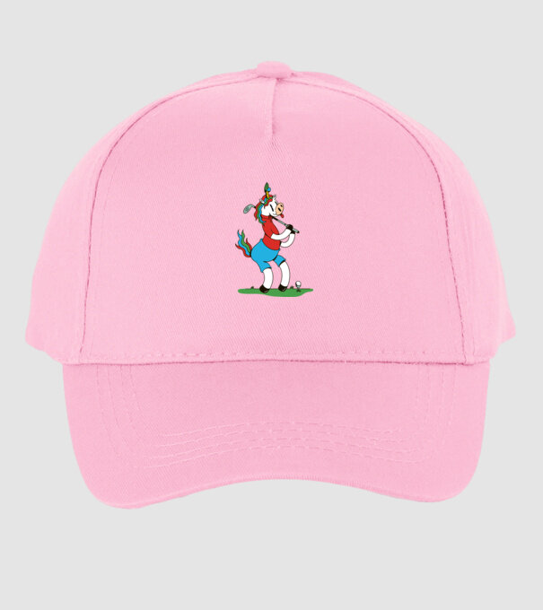 Unicorn jucător de golf model roz deschis pe tricou