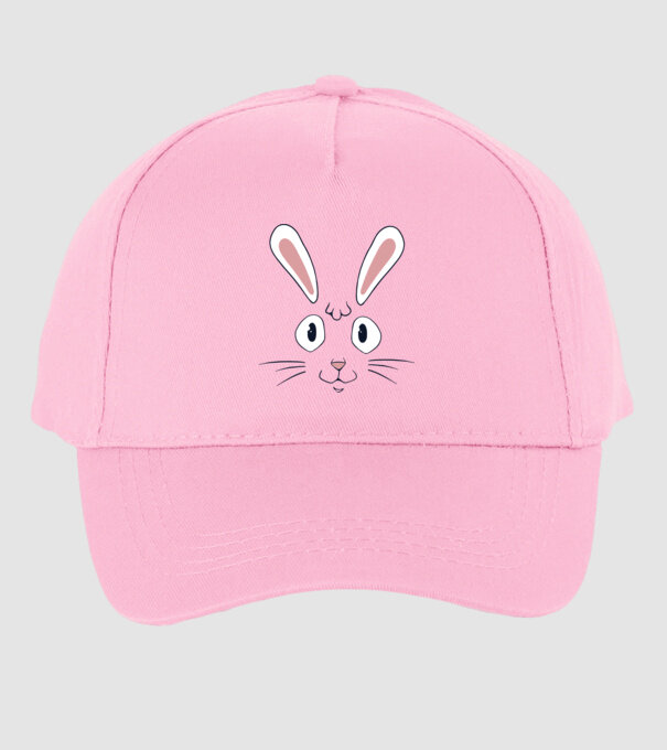 Cap iepuraș de Paște model roz deschis pe tricou