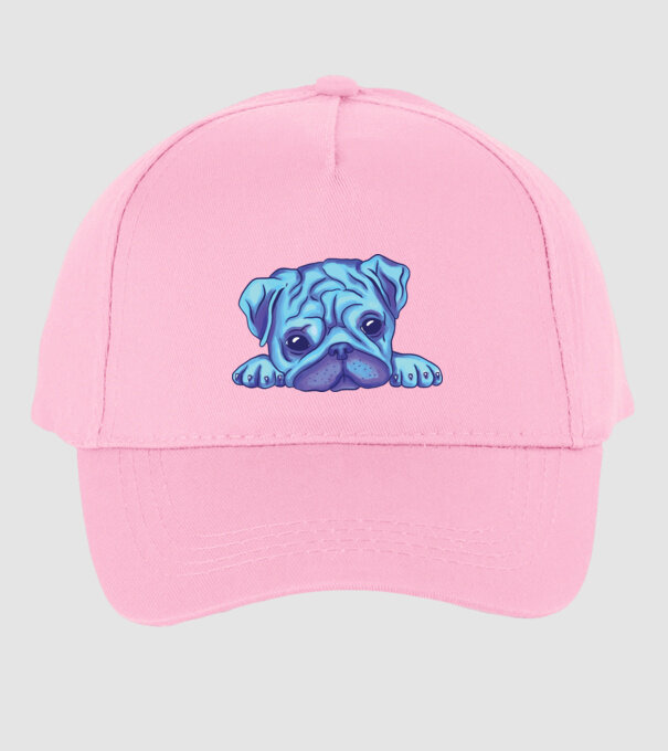 Cap de Mops acuarelă model roz deschis pe tricou