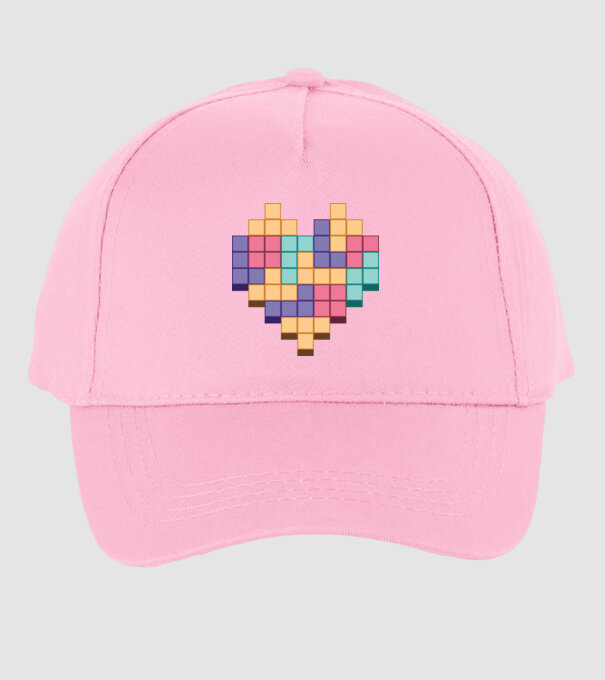Inimă Tetris model roz deschis pe tricou