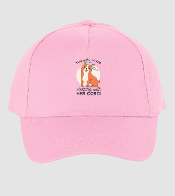 This Girl Loves sleeping with her Corgi model roz deschis pe tricou