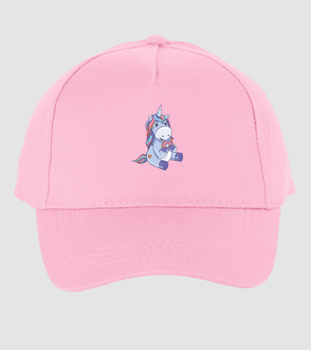 Unicorn cu gogoașă model roz deschis pe tricou