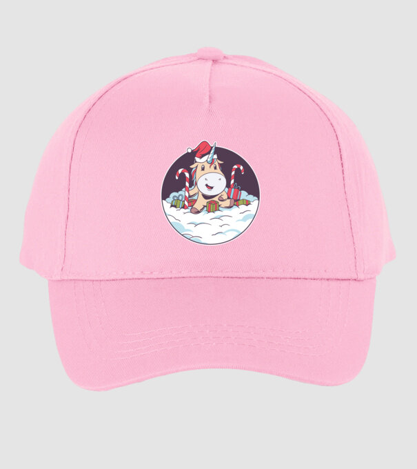 Unicorn Moș Crăciun cu cadouri model roz deschis pe tricou