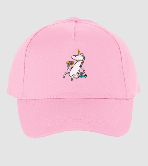 Unicorn cu prăjitură model roz deschis pe tricou