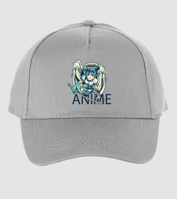 Anime fată cu sabie model gri pe tricou