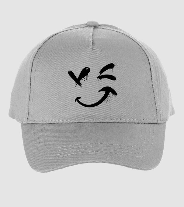 Emoji fericit Râs model gri pe tricou