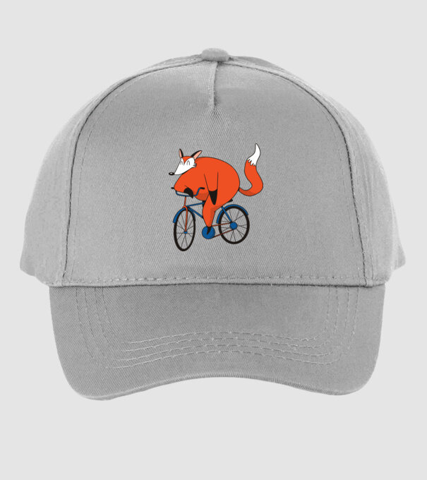 Vulpe cu bicicletă model gri pe tricou
