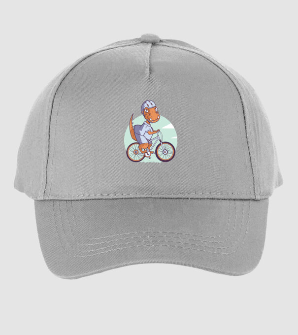 Dinozaur de T-Rex cu bicicletă model gri pe tricou