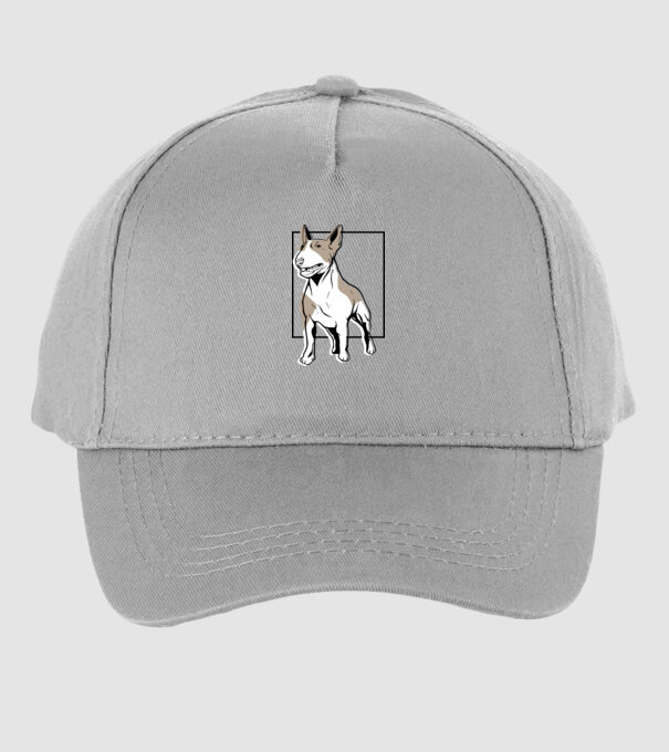 Tricou cu Câine Bull Terrier model gri pe tricou