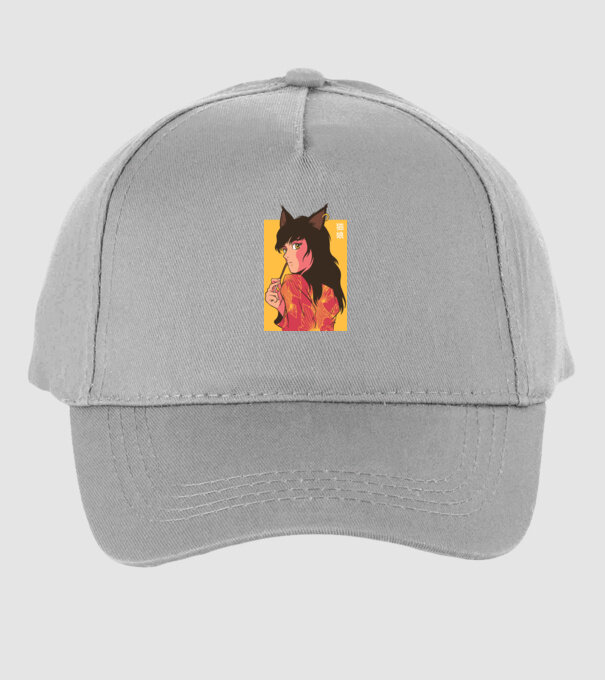 Pisică Fată Anime model gri pe tricou
