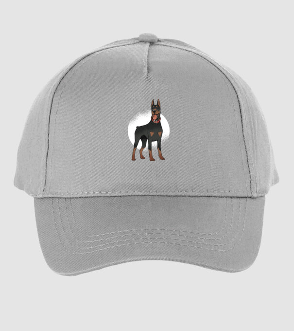 Tricou cu câine dobermann model gri pe tricou