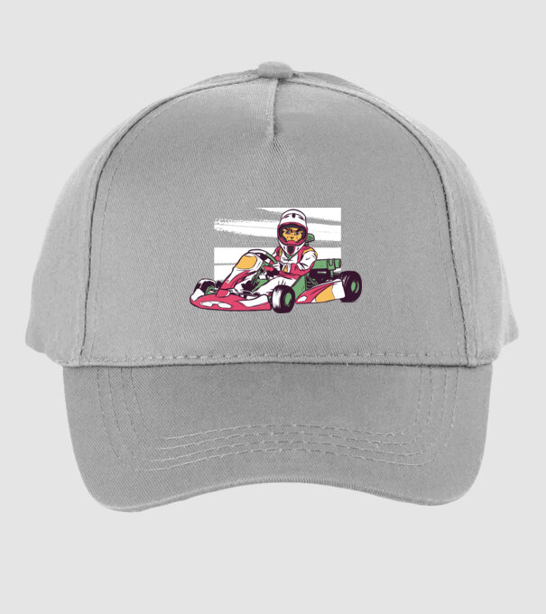 Pisică gokart model gri pe tricou