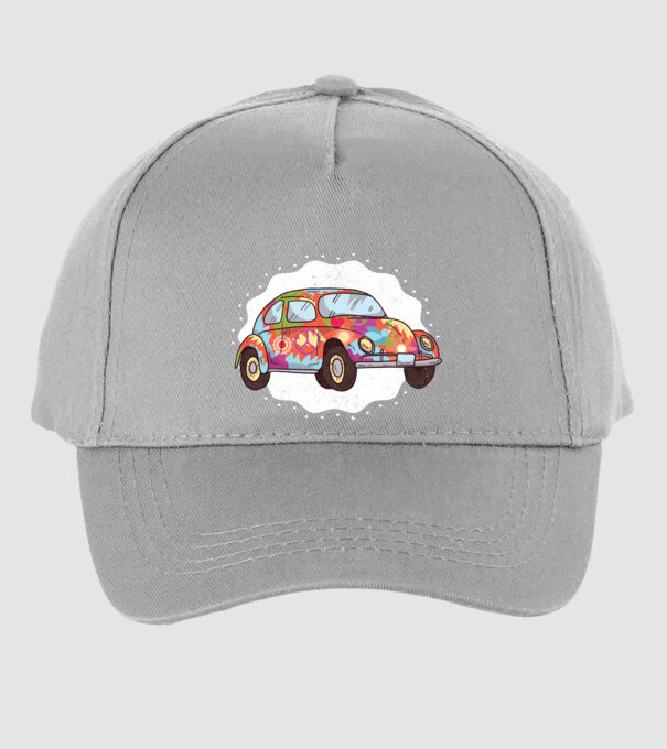 Hippy Beetle Volkswagen model gri pe tricou