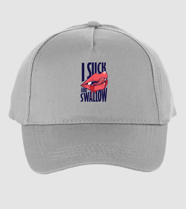 I suck and swallow Vampir model gri pe tricou