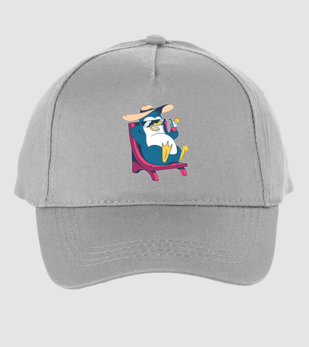 Pinguin cool stă la plajă la mare model gri pe tricou