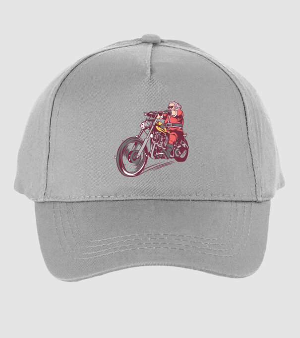 Moș Crăciun motociclist model gri pe tricou