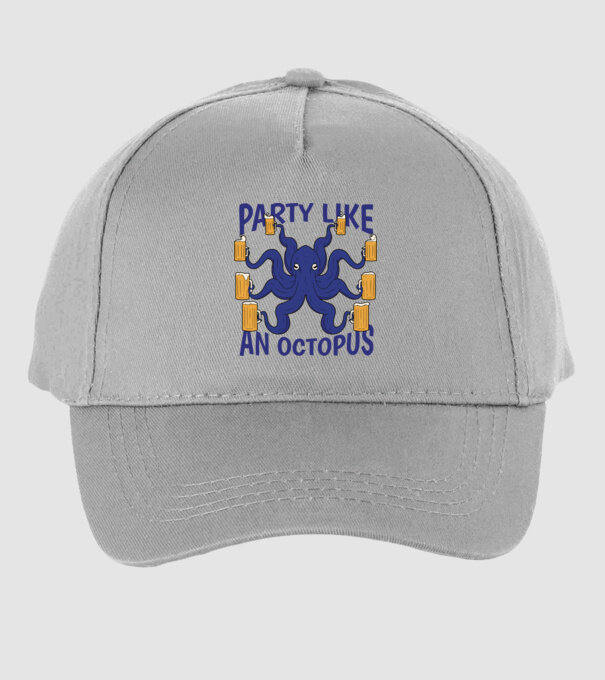 Party Like An Octopus model gri pe tricou