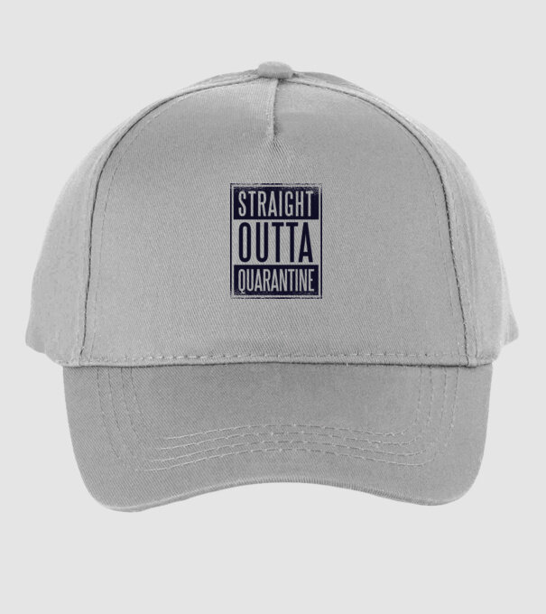 Straight outta quarantine model gri pe tricou