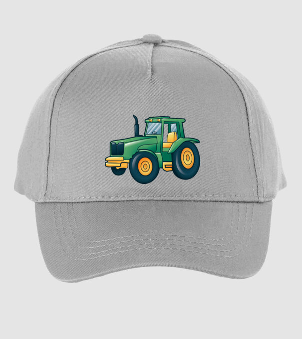 Desen Tractor model gri pe tricou