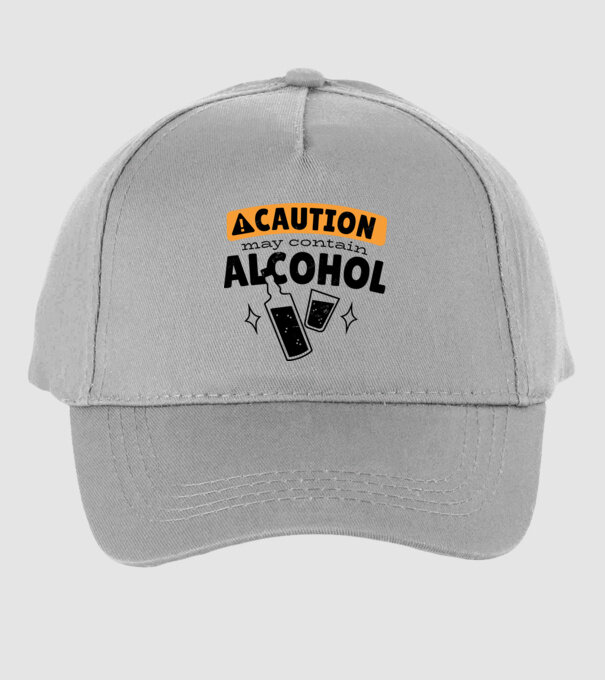 Atenție, poate conține alcool model gri pe tricou