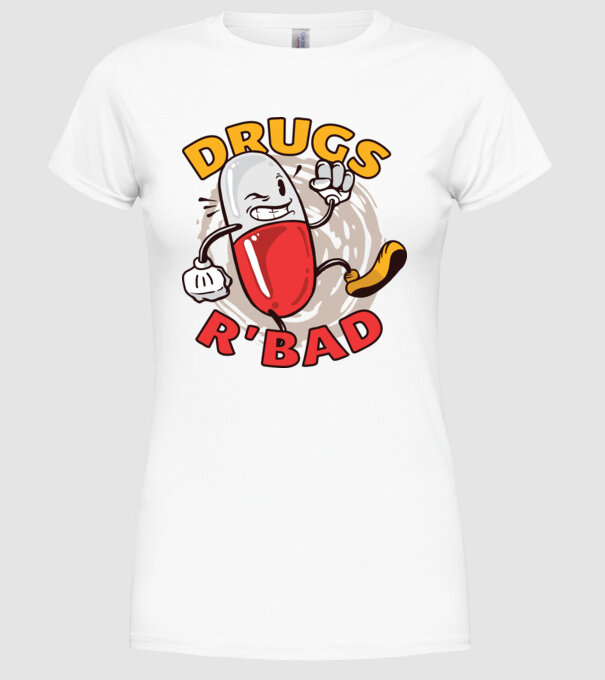 Drogurile sunt rele model alb pe tricou