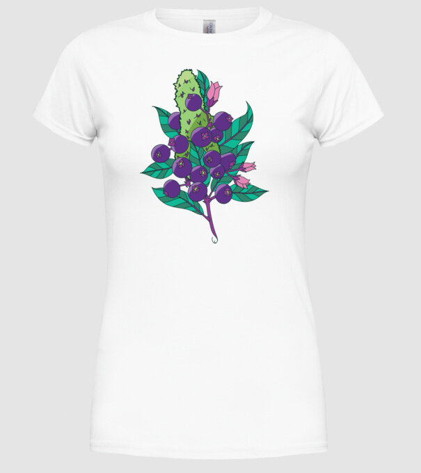 Arbust de afine model alb pe tricou