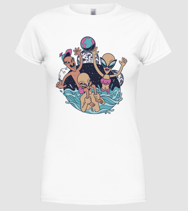 Alien Familie ștrand model alb pe tricou
