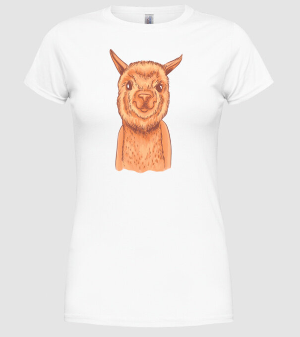 Cap de Alpaca model alb pe tricou