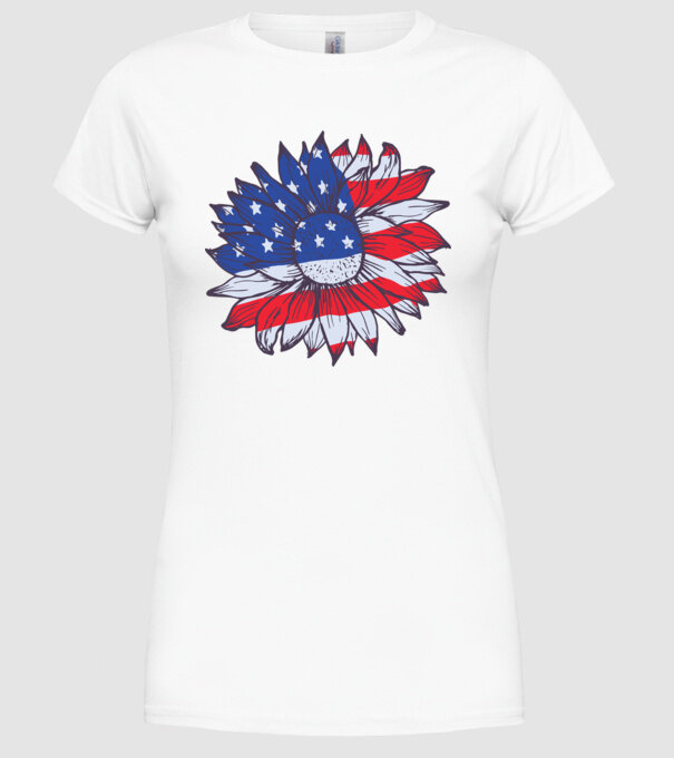 Floarea-soarelui americană Usa Sunflower model alb pe tricou