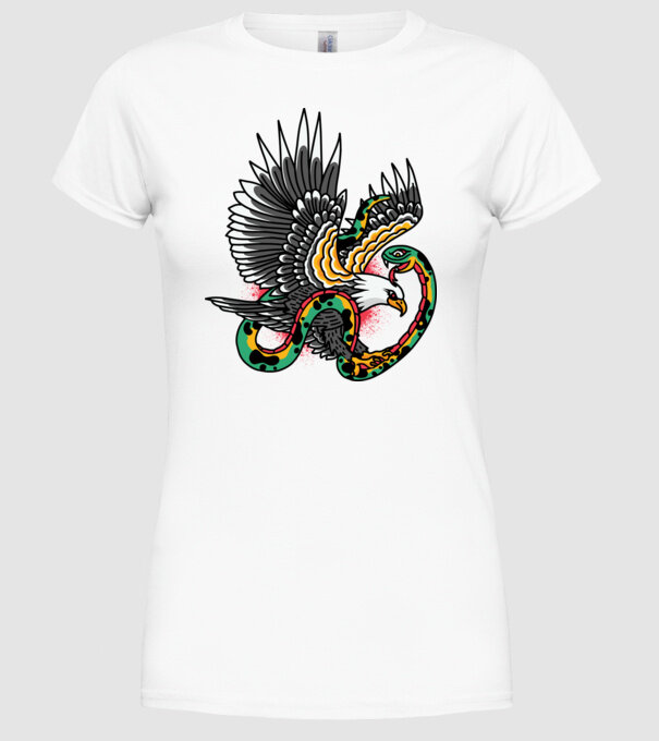 Vultur American model alb pe tricou