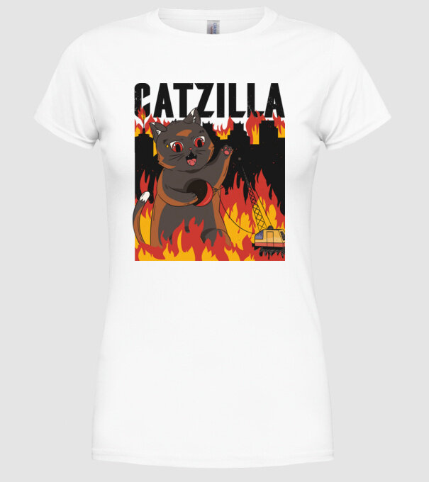 Anime Catzilla model alb pe tricou