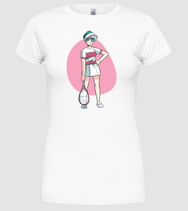 Anime Jucător de tenis fată model alb pe tricou