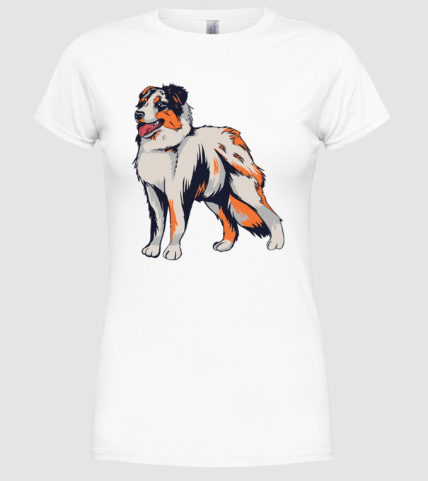 Câine ciobănesc Australian model alb pe tricou