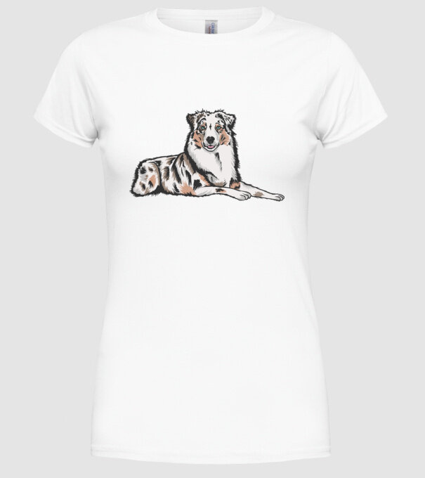 Câine ciobănesc Australian model alb pe tricou