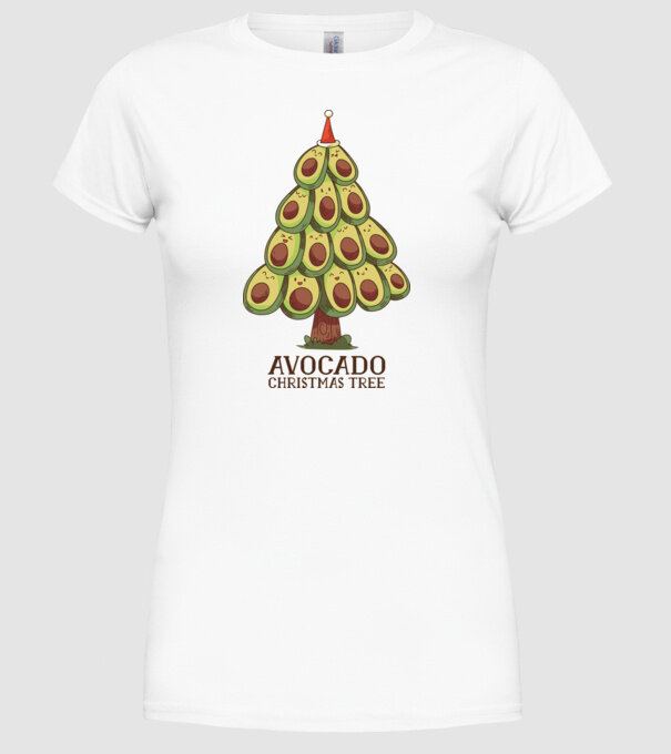 Pom de Crăciun Avocado model alb pe tricou