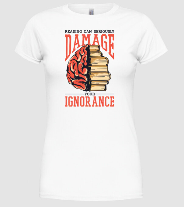 Cititul poate dăuna grav ignoranței tale model alb pe tricou