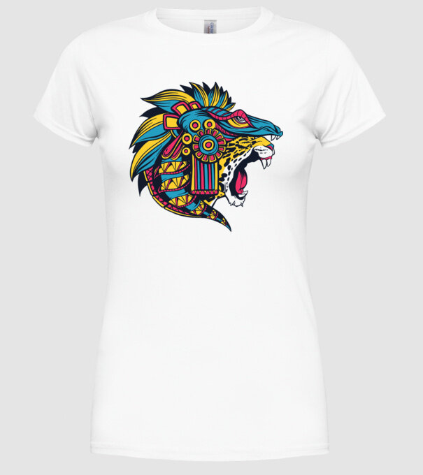 Aztec Jaguar model alb pe tricou