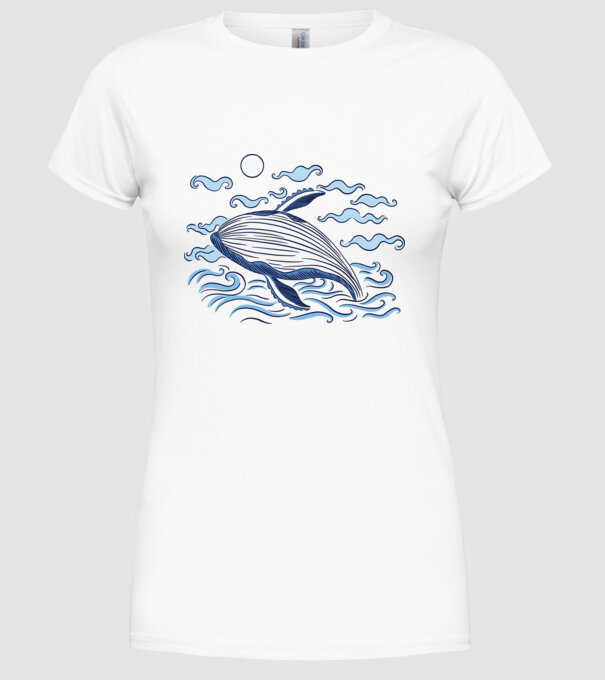Balenă model alb pe tricou