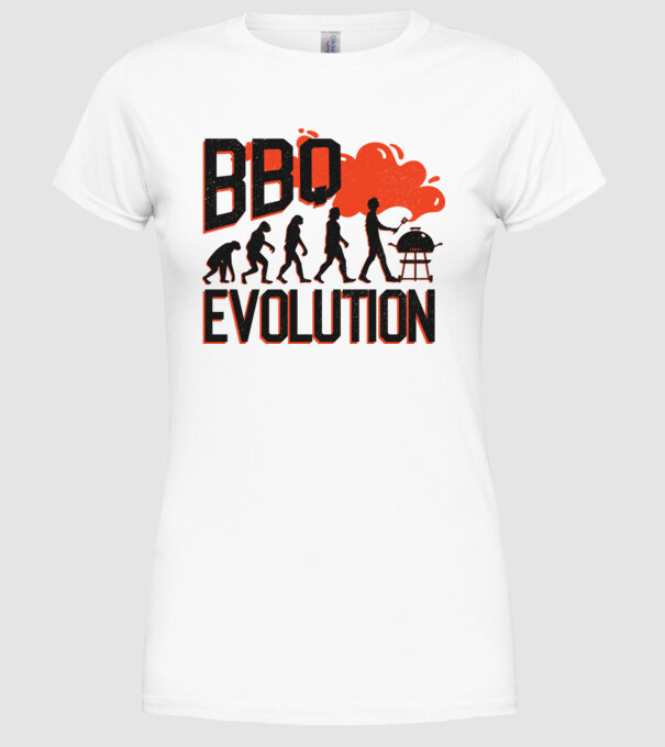 BBQ Evoluție Grătar model alb pe tricou