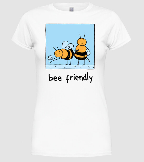 Bee friendly model alb pe tricou