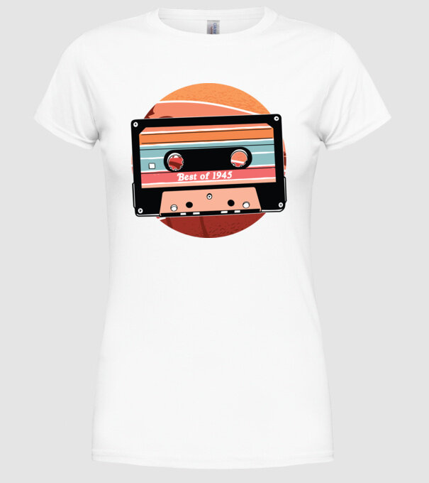 Best of 1945 retro Tape Birthday model alb pe tricou