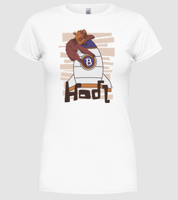 Bitcoin Hodl Leneș model alb pe tricou