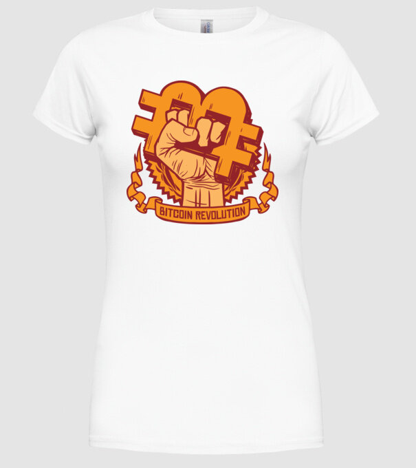 Bitcoin Revolution model alb pe tricou