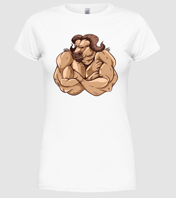 Puternic ca un bivol model alb pe tricou