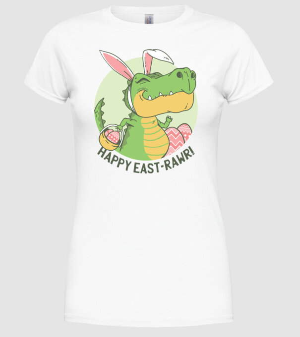 Paște Fericit tricou cu dinozaur model alb pe tricou
