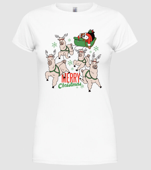 Crăciun Fericit Moș Crăciun Leneș model alb pe tricou