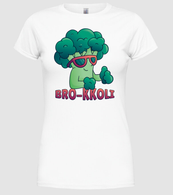 Broccoli model alb pe tricou